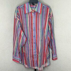 410 - Charlie Holiday Anthropologie NWT Red Striped Long Sleeve Top, Size Large